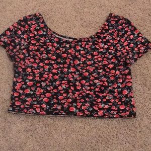 Pink floral crop top